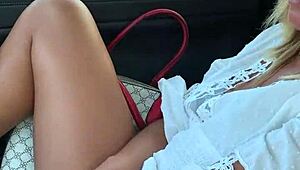 amateur webcam girl gets horny fingering in the car outdoors, traveling and masturbating like crazy