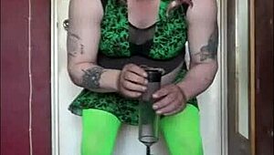 Bisexual crossdresser savors his own piss, craving yours in shy homemade close-up.