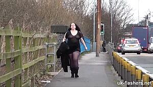 emma just can’t resist flashing her tits outdoors again!