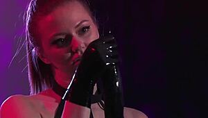 i cute college girl get restrained and fucked by sexy domme with huge dildo lesbian kinky latex