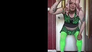 Bisexual crossdresser savors his own piss, craving yours in shy homemade close-up.