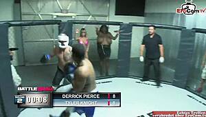 Blonde slut rocks titty fuck in boxing ring