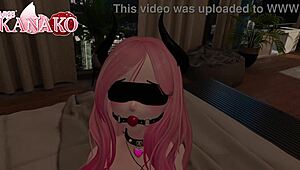 Catgirl cosplays as succubus and poses and teases you till your cock gets hard to fuck her silly with toys