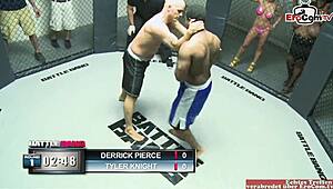 Blonde slut rocks titty fuck in boxing ring