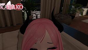 Catgirl cosplays as succubus and poses and teases you till your cock gets hard to fuck her silly with toys