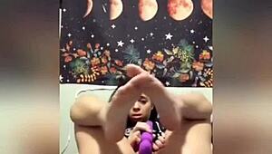 Solo play with toys leads to pulsating orgasm