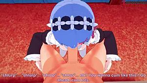 Experience the ultimate fantasy with Rem in this Bukkake video