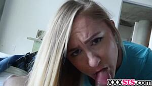 Amateur homemade video of sexy stepsis Avalon Heart sucking hard cock