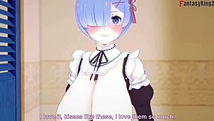 Experience the ultimate fantasy with Rem in this Bukkake video
