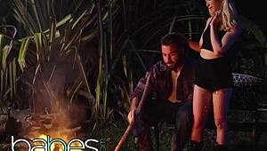 Chad White and Jane Wilde ignite sparks with rough camping action in a tight spot