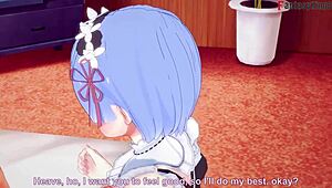 Experience the ultimate fantasy with Rem in this Bukkake video