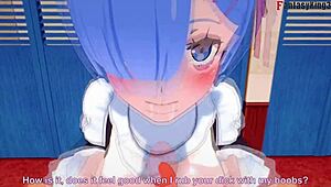 Experience the ultimate fantasy with Rem in this Bukkake video