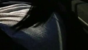 Real hooker gives a raw blowjob in a car on the street