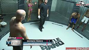 Blonde slut rocks titty fuck in boxing ring