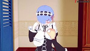 Experience the ultimate fantasy with Rem in this Bukkake video