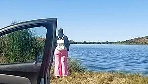Ebony beauty gets her pussy licked and fucked outdoors