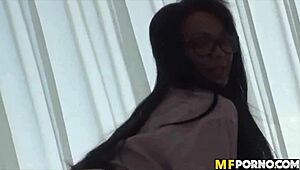 Nerdy teen Harley Dean's POV encounter with European GF