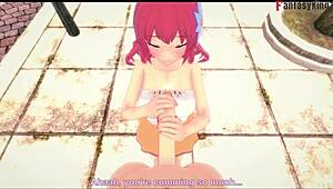 Dola Stephanie performs public blowjob POV in uncensored hentai outdoor scene