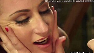 Waxed lesbian whipped in lezdom