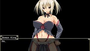 Japanese hentai game features busty knight's cum-filled pussy