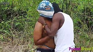 i was training outdoors when i suddenly fucked her big tits and pussy hard