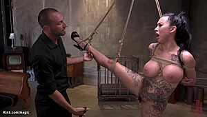 Want to see this tattooed babe with huge tits get tied up and squirting?