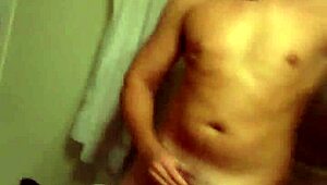 This sexy babe plays with a huge cock, sucking and masturbating it