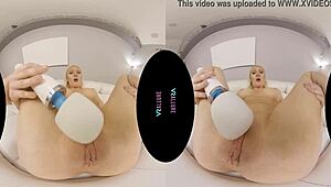 Scottish beauty with big boobs in shaved pussy VR video