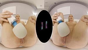Scottish beauty with big boobs in shaved pussy VR video