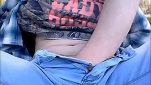 Ted and Nik having outdoor fun with masturbation.