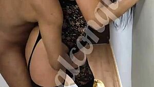 Receiving the HUNG STUD under the cuckold's watchful eye