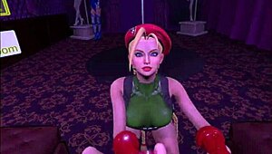 Cammy White Rides Cock in Virtual Reality Game Cosplay with Crazy Bunny Costumes. Get Immersed in the Wild Fight!