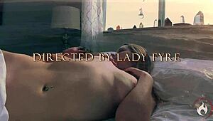 In the early morning, Laney Grey and Laz Fyre engage in doggystyle sex with big asses.