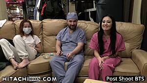 patient blaire celeste moans through hitachi wand orgasms at medical exam on hitachihoes.com