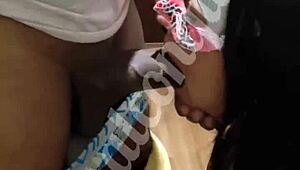 Receiving the HUNG STUD under the cuckold's watchful eye