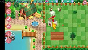 Hentai Game: Brunette Blows Big Tits on Ranch