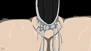 Cartoon babe bends over for doggystyle blowjob creampie