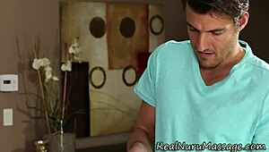 Sweet masseuse babe drips jizz after intense group nuru massage session.