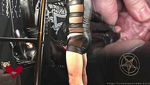 Mistress gets her pussy fucked by me on the sex swing, black gothic vibes