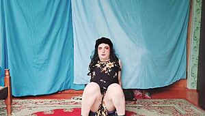 Hot Blonde CrossdresserKitty Rides Big Booty in Milf Dress