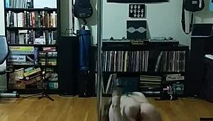 hey, curvy babe strips on dark pole with tattoos! 😈