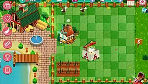 Hentai Game: Brunette Blows Big Tits on Ranch