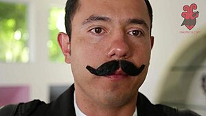 mexican guy with fake mustache sucks big tits of innocent teen