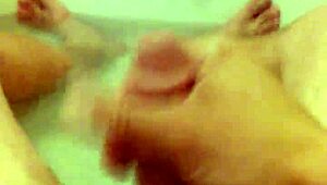 Bisexual Shemale Jerking in Bathtub Pool