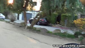 Emily Austin's perky tits flash in POV blowjob and hardcore sex. Blonde shaved beauty shines.