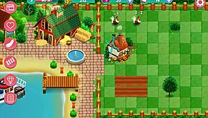 Hentai Game: Brunette Blows Big Tits on Ranch