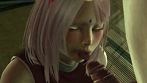 Made Sakura suck in 3D Hentai 😏