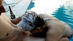 Amateur Slut Deepthroats In Home Pool Orgy Assfucking