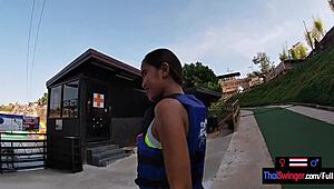 Asian teen's wild waterpark fun turns into hardcore sex.