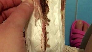 Hey, wanna see a brunette pissing during her period?